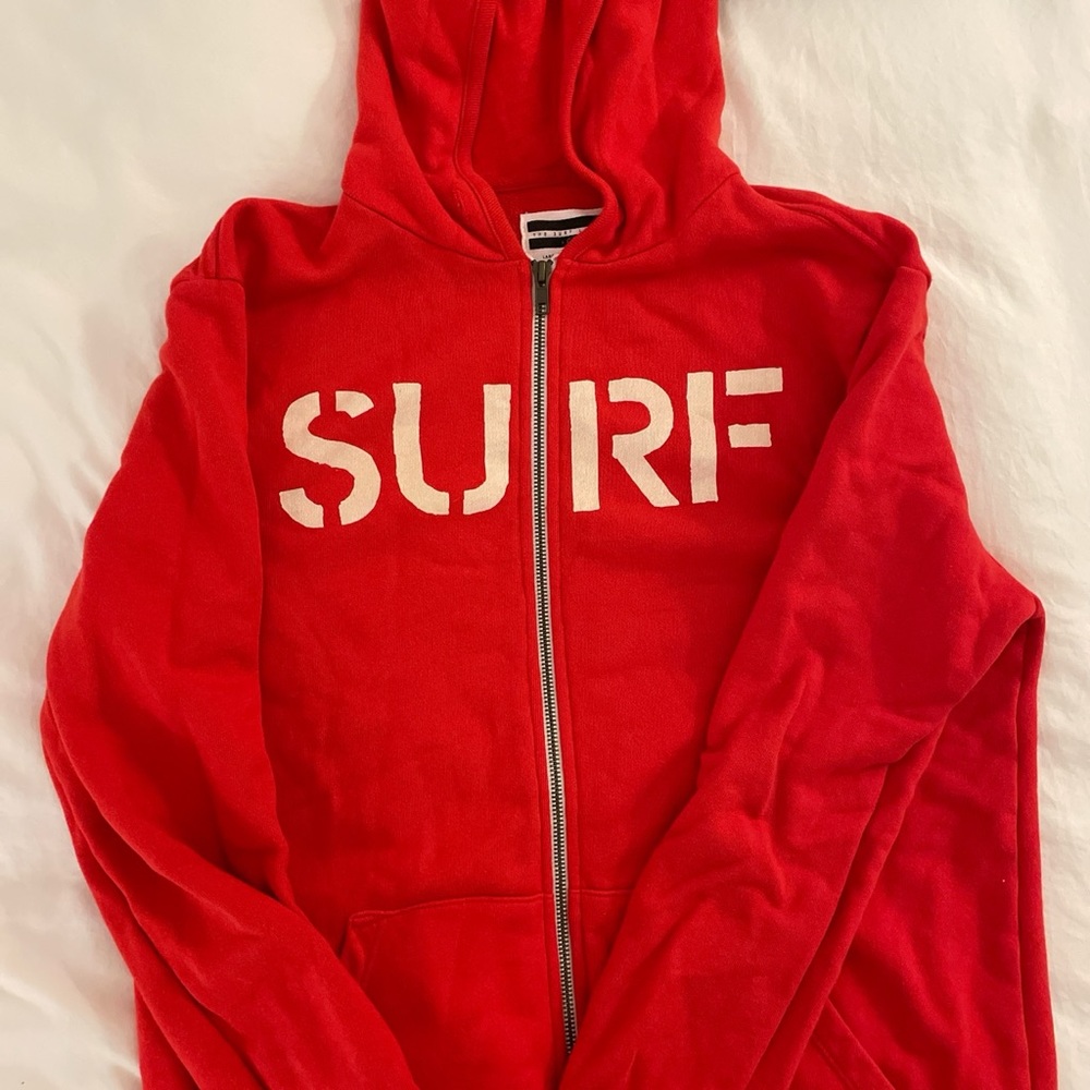 Montauk Surf Lodge red zip up hoodie